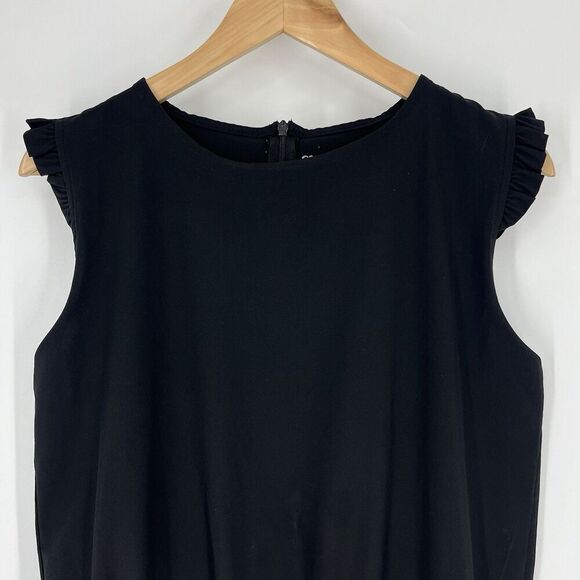 Albion Romper Size Small Womens Black Jumpsuit Stretch Pockets Ruffle Cap Sleeve - Picture 2 of 8